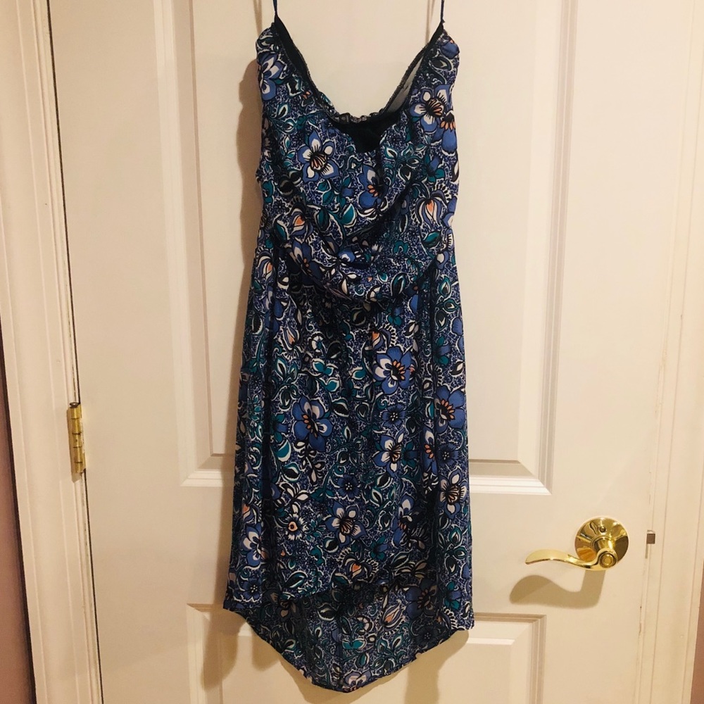 Express blue floral high low dress